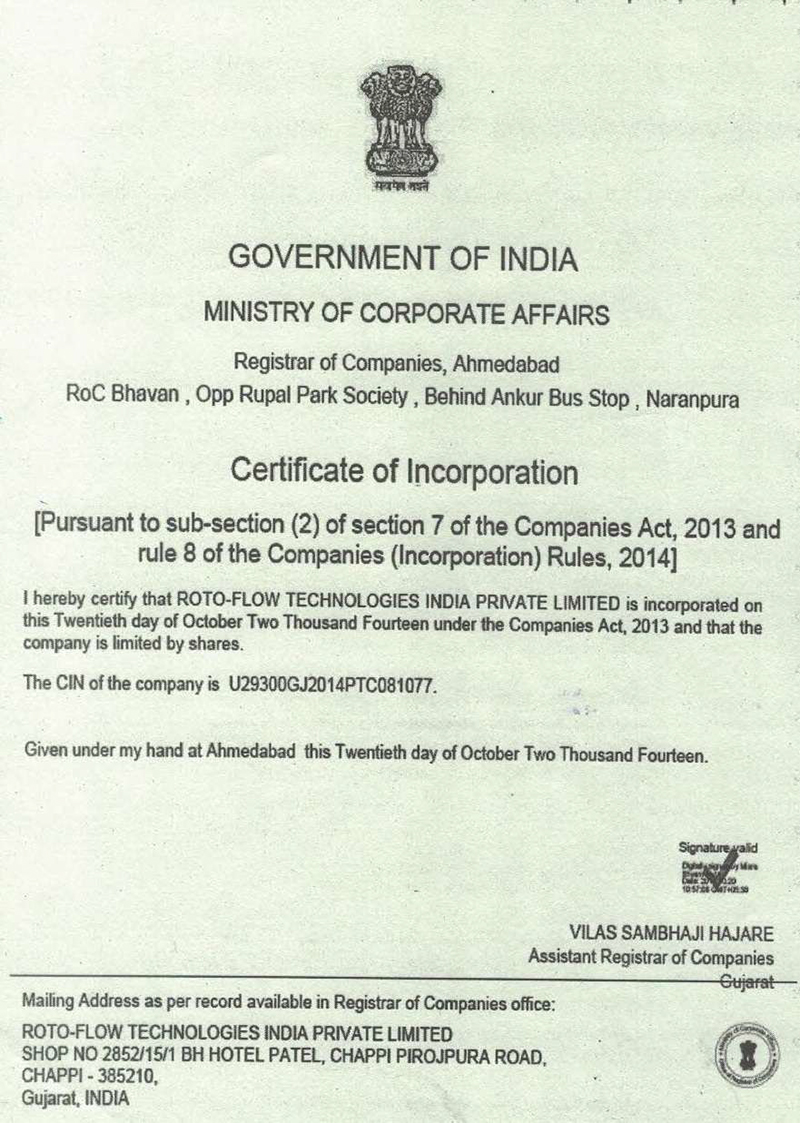 Incorporation Certificate